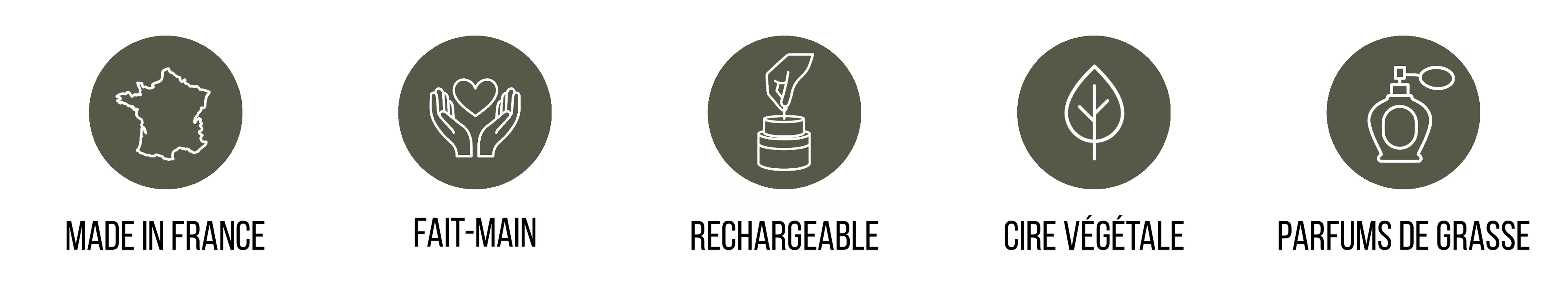 Klanom - les points forts : made in france ; fait-main ; rechargeable - cire végétale - parfums de grasse. Bougies parfumées naturelles et rechargeables